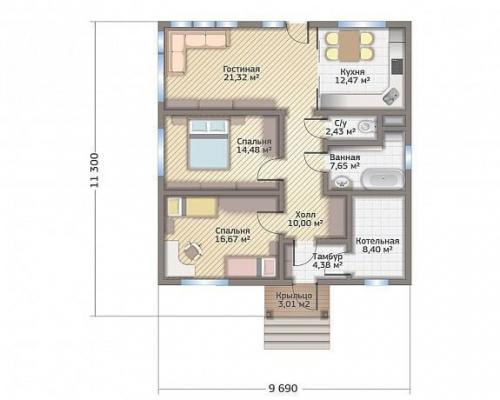 Дом, площадью - 101 кв. 02