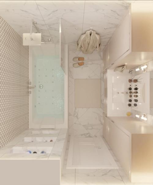 Ванная и туалет в современном стиле для молодой семьи. 01