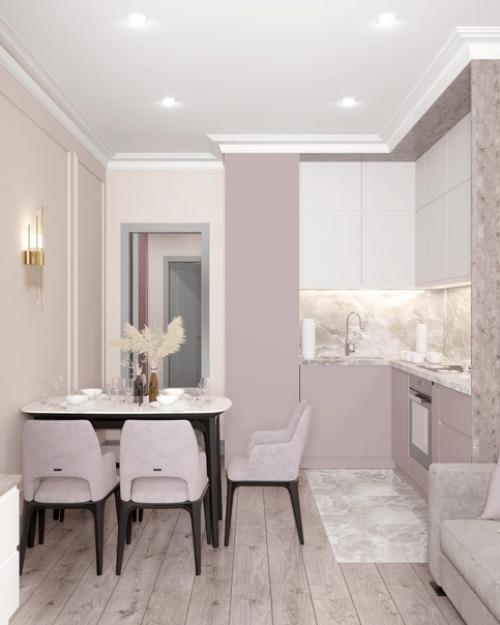 Дизайн - проект двухкомнатной квартиры с оттенками нежной сакуры. 03