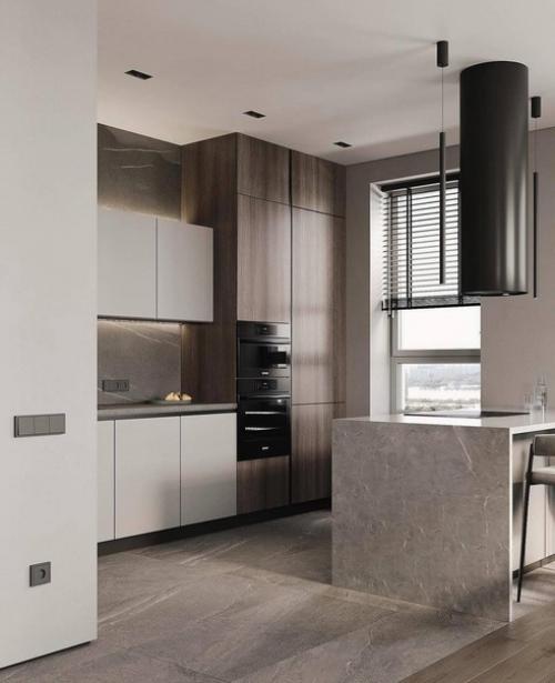 Идеальное сочетание функциональности и стиля - дизайн кухни гостиной в современном стиле. 06