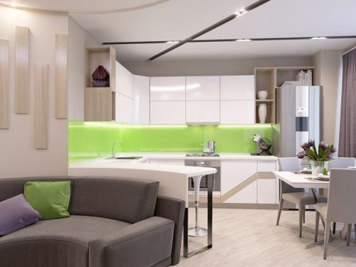 Кухня - гостиная в малогабаритной квартире. 01