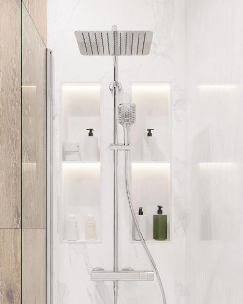 Что скажете о таком сочетании фактур и цветов в ванной комнате? 03