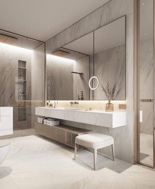 Интерьер ванной и гардеробной при мастер спальне. 01