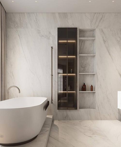 Интерьер ванной и гардеробной при мастер спальне. 02