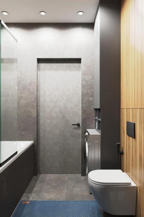 Функциональный проект ванной 4, 5 квадратов в квартире в современном стиле и с приятным сочетанием цветов. 03