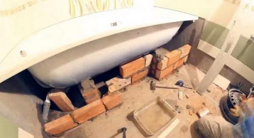 Установка чугунной ванны своими руками. 07 Установка чугунной ванны своими руками. 07