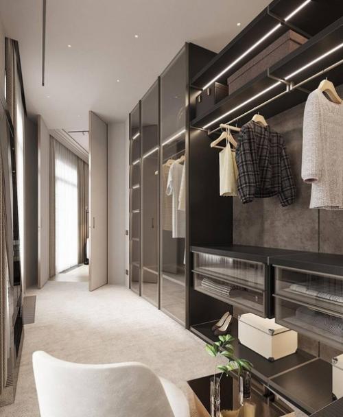 Интерьер ванной и гардеробной при мастер спальне. 05