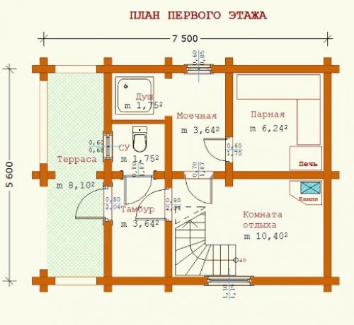 Мы предлагаем вашему вниманию простейшие варианты планировок бани 4 х 5. 06