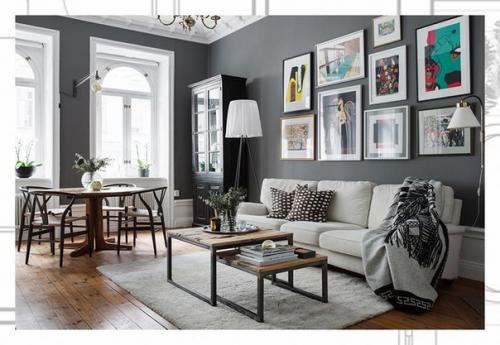 Интерьер в скандинавском стиле необязательно должен быть только лишь черно-белым или монохромно серым. 07