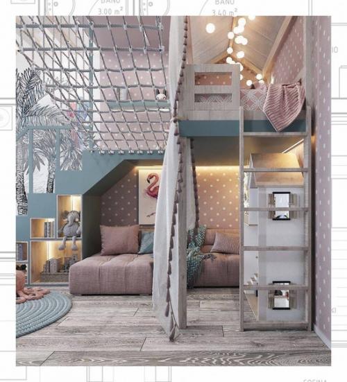 Детская мечты.  Хорошая идея со вторым этажом детям будет где играть. 09