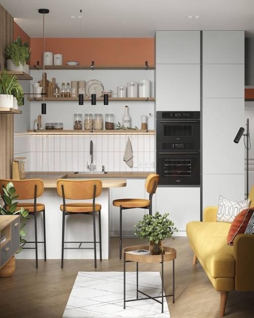 Светлый и насыщенный интерьер квартиры с яркими акцентами. 02