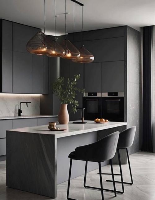 Несколько вариантов кухни в современном стиле. 01