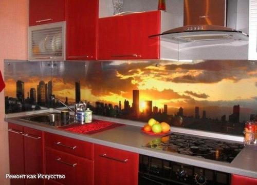 Фартук для кухни из стекла. 06