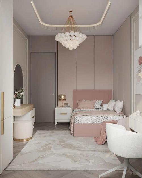 Шикарный проект детской комнаты в нежных оттенках. 01