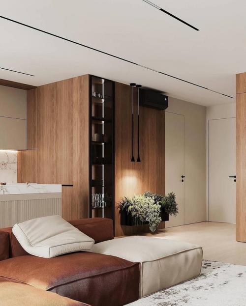 Интерьер однокомнатной квартиры в современном стиле. 01