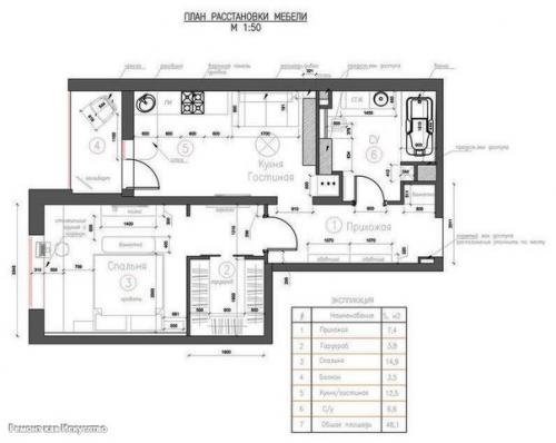 Проект дизайна квартиры 48 кв. 09