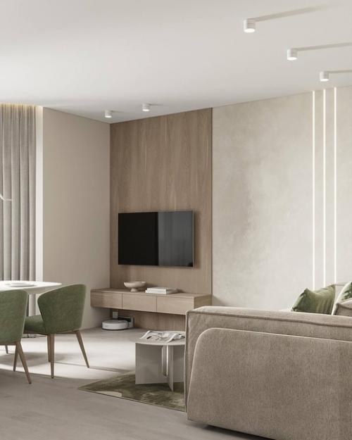 Отдалимся от городской суеты в светлом монохромном интерьере с приятными натуральными оттенками. 04