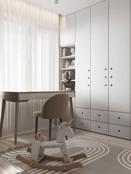 В этой милой и уютной детской комнате есть все необходимое для комфортного проживания маленького человека. 02