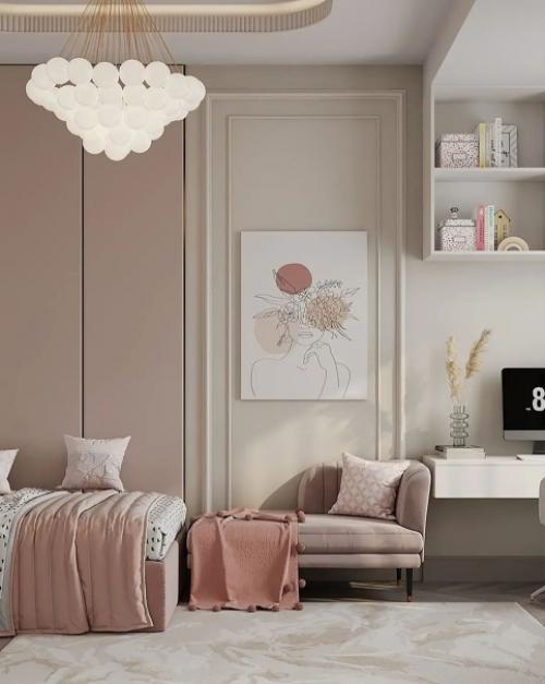Шикарный проект детской комнаты в нежных оттенках. 02
