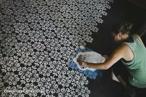 Идея декорирования пола при помощи трафаретов. 05