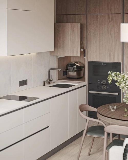 Интерьер кухни в современном стиле, площадью 12 м 2. 03