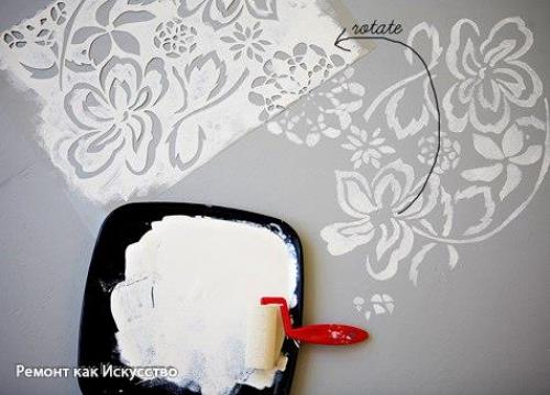 Идея декорирования пола при помощи трафаретов. 03