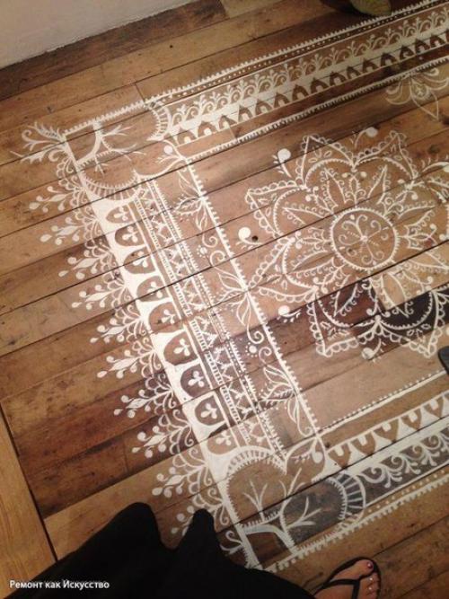 Идея декорирования пола при помощи трафаретов. 07