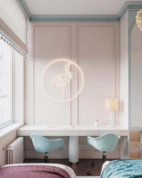 Красивый дизайн - проект детской комнаты для разнополых малышей. 03