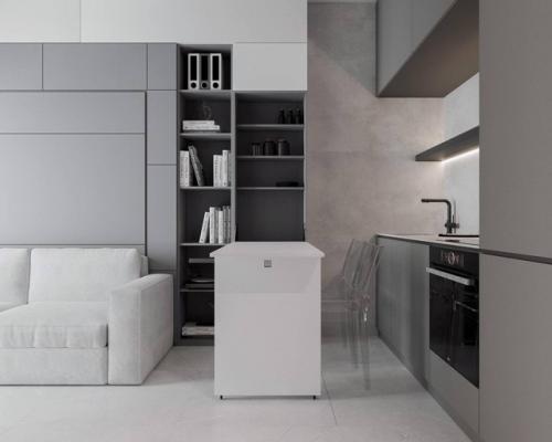 Монохромный минималистичный проект 1-комнатной квартиры. 03