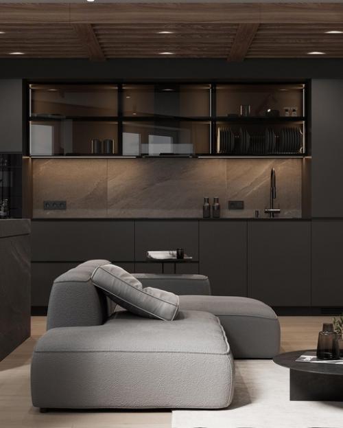 Интерьер кухни - гостиной, в котором хочется задержаться, а после. 03