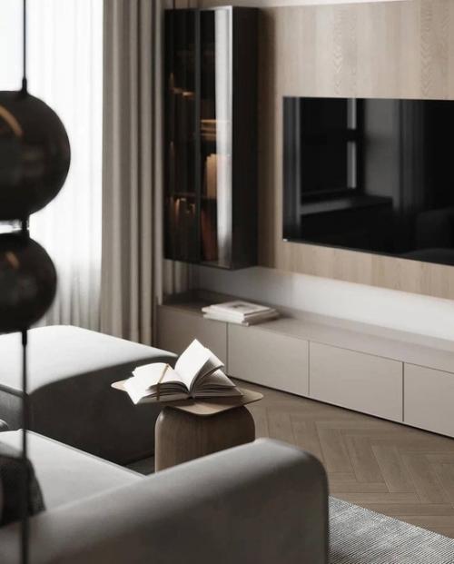 Интерьер квартиры в современном стиле в приятных тёплых оттенках. 08