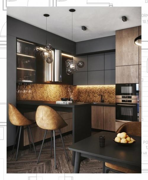 Темно - золотой интерьер квартиры - студия дизайна Mossebo. 03