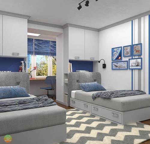 Дeтcкaя комната для двyx мальчишeк. 01