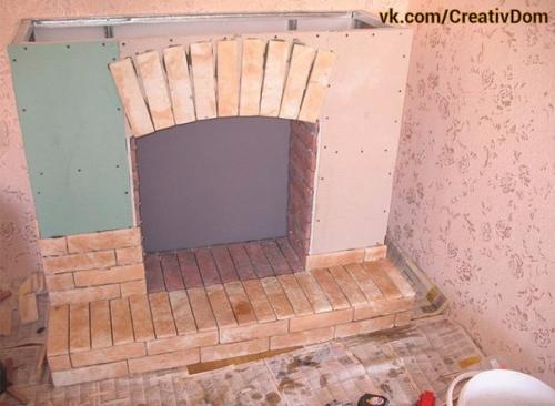 Декоративный камин из гипсокартона своими руками пошагово (размеры, сборка. 06