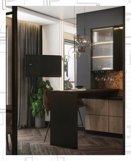 Темно - золотой интерьер квартиры - студия дизайна Mossebo. 05