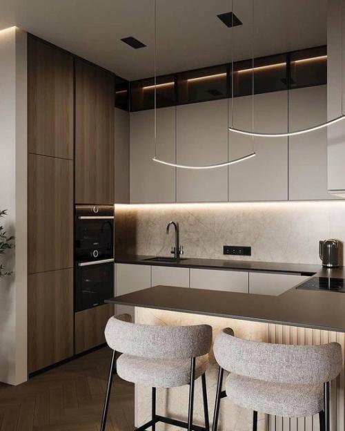 Интерьер квартиры в современном стиле в приятных тёплых оттенках. 02