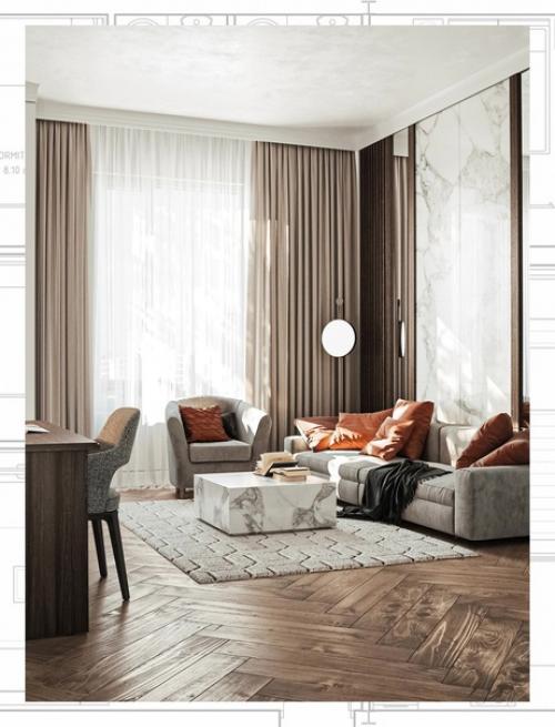 Проект дизайна интерьера вартиры в современном стиле. 03