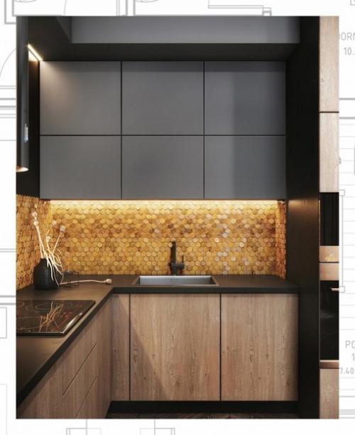 Темно - золотой интерьер квартиры - студия дизайна Mossebo. 04