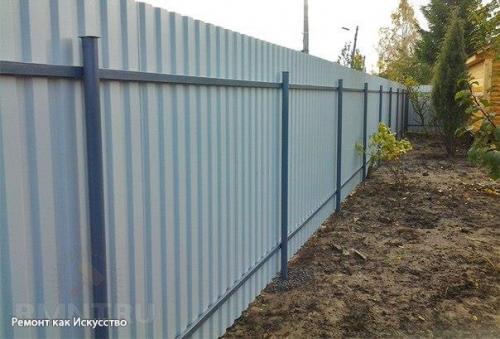 Забор из профнастила на винтовых сваях своими руками. 06