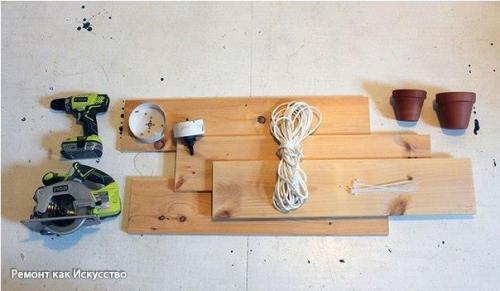 На заметку!  Подвесная полка под цветы своими руками. 03