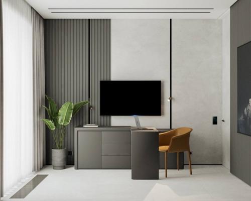 Монохромный минималистичный проект 1-комнатной квартиры. 01