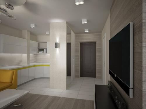 Дизайн однокомнатной квартиры для семьи с ребенком 38 кв. 01