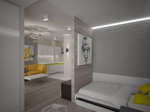 Дизайн однокомнатной квартиры для семьи с ребенком 38 кв. 06