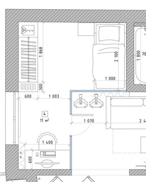 В данном проекте комната без окна - гостиная. 06