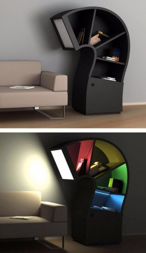Необычный дизайн полок для хранения книг. 01
