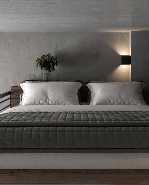 Стильный и строгий интерьер в тёмном исполнениии двухуровневых апартаментов 25 м. 06