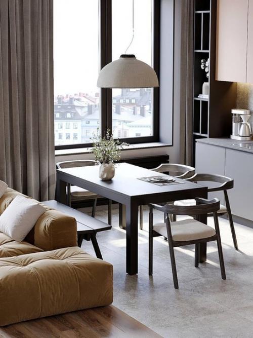 Интерьер квартиры в современном стиле в светлых пастельных тонах. 02