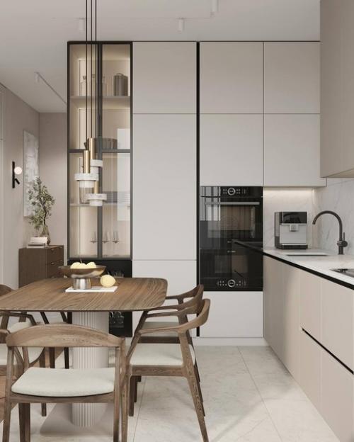 В данном проекте объединили кухню с гостиной, продумали спальную комнату и место для будущей детской комнаты. 03