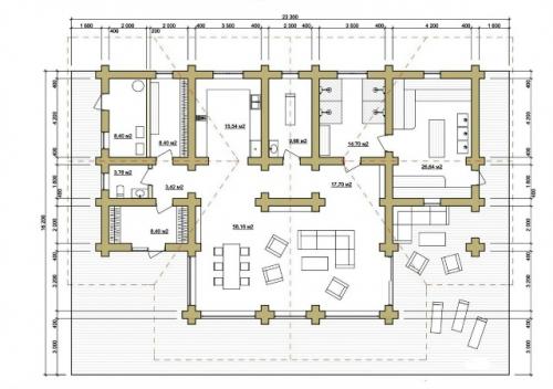 Проект бани выполнен в традиционном стиле из натурального дерева с продуманной архитектурой и удобной планировкой. 02 Проект бани выполнен в традиционном стиле из натурального дерева с продуманной архитектурой и удобной планировкой. 02