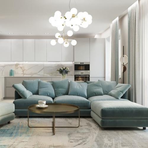 Замечательный дизайн - проект кухни - гостиной с крутым зонированием. 04